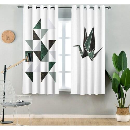 Nordic Curtains For Living Room Light Luxury Ready Made Curtain For Bedroom Geometric Paper Cranes Blackout Curtains Drape Panel