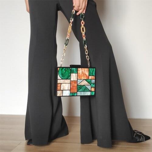 [wonder lamer] 2020 new acrylic design small green chain bags for woman evening party