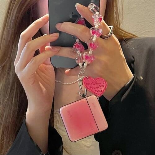 New Love Heart Bracelet Earphone Case for Airpods 2 1 Gradient Rose Pink Color Soft TPU Wireless Headphone Cover for Airpods Pro