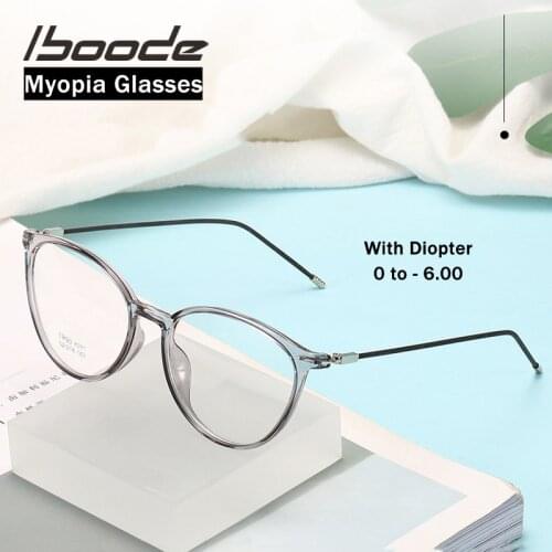 Iboode Ultralight TR90 Finished Myopia Glasses Men Women Anti Blue Blocking Optical Myopic Glasses With Diopter 0 -0.5 to -6.0