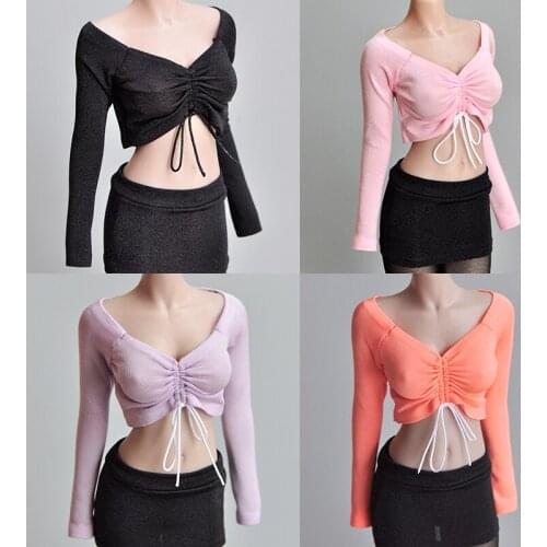 1/6 doll clothes elastic tight drawstring bottoming long-sleeved T-shirt slim sexy 12-inch woman doll is available