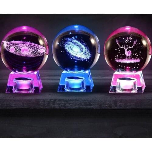 Light Up Crystal Snow Globe Inner Carved Elk Collectible Night Light Great Birthday Gift Accessories For Kids