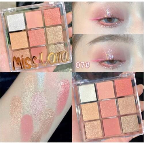 9 Colors Soft Glitter Eyeshadow Palette Matte Sequined Eye Shadow Palette Make Up Long-lasting Shimmer Diamond Eyeshadow TSLM2