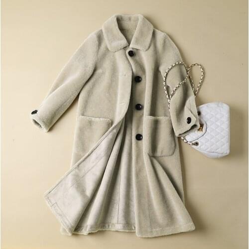Lamb Wool Coat Ladies Single-Breasted High Quality Faux Fur Jacket Warm Overcoat Korean Fashion Slim Sheep Shearing Outwear H860