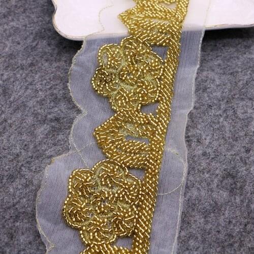 New 2 yard1 piece pearl lace trim leaf mesh lace ribbon braided dress collar lace Decal DIY crafts