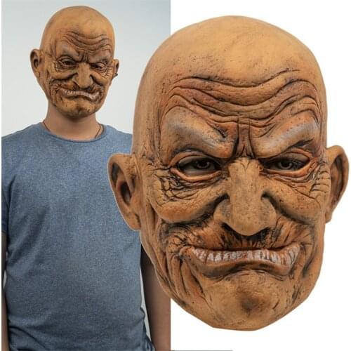 Realistic Old Man Latex Mask Horror Halloween Old People Bareheaded Masks Party Cosplay Costume Props