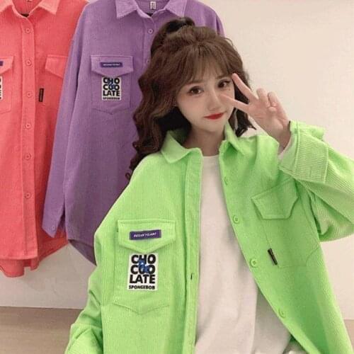 Candy color shirt female 2021 spring new small thin coat Korean versatile loose long sleeve top fashion LN822