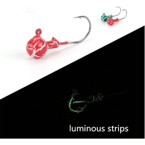 Jig head hook fishing hook with luminous strips and sharp hooks 4pcs a lot