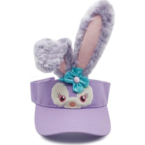 Cartoon Rabbit Ears Hat Duffy And Stellalou Plush Ears Cap Outdoor Travel Beach Sun Protection UV-proof Duck Tongue Cap For Kids