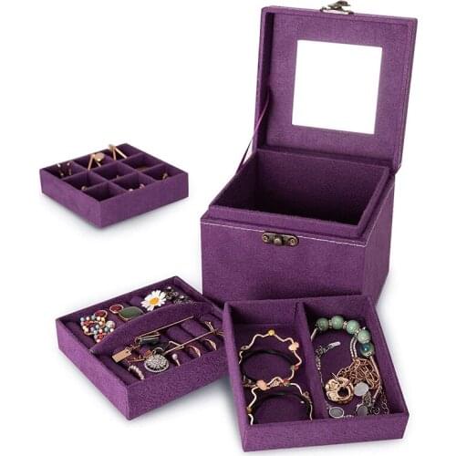 HGHO Jewelry Box 3 Layer Jewelry Organizer for Women Suitable for Store Earrings Necklaces and Rings