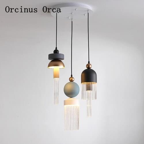 Nordic modern compact LED glass chandelier Restaurant Bar fashion creative color geometric Chandelier free shipping