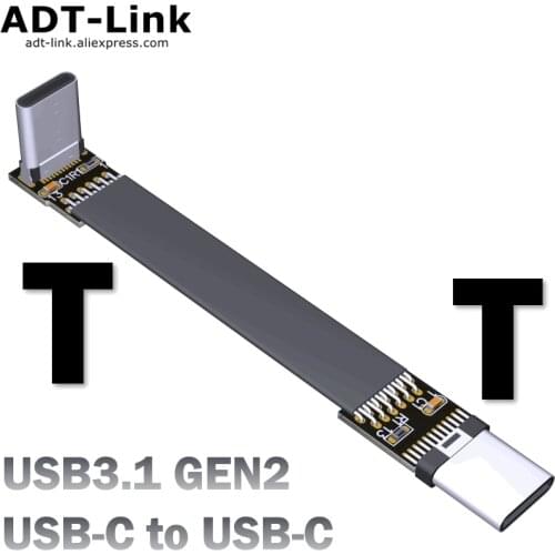 USB 3.1 Type-C Male to USB3.1 Type-C Male Up/Down Angle USB Data Sync & Charge Cable type c Cord Connector adapter FPC FPV Flat