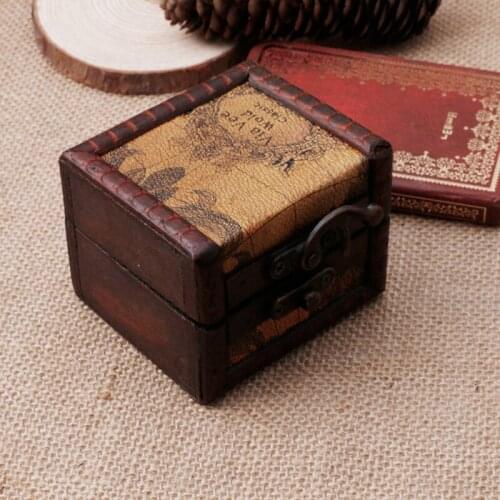 Vintage Wooden Map Storage Box Case Jewellery Cufflinks Chest Small Gift New D5QB
