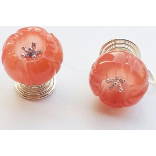 South red agate ear clip cherry red flower ear nail painless mosquito incense dish earless hole earrings