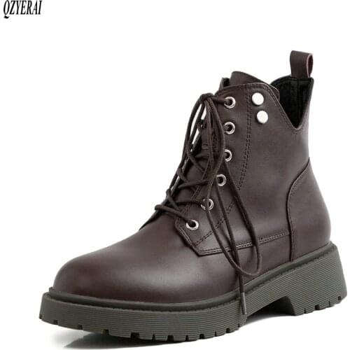 2020 Women boots Genuine leather Martin boots Fashion boots lace-up Women shoes Size 34-41