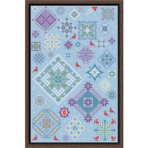 Winter story cross stitch kit simple pattern 18ct 14ct 11ct sky blue fabric cotton silk embroidery DIY handmade wall big picture