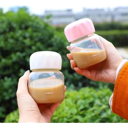 250ml Glass Water Bottle Heat Resistance Transparent Drinking Bottles Cute Milk Coffee Tumblers for Student Girl Gift
