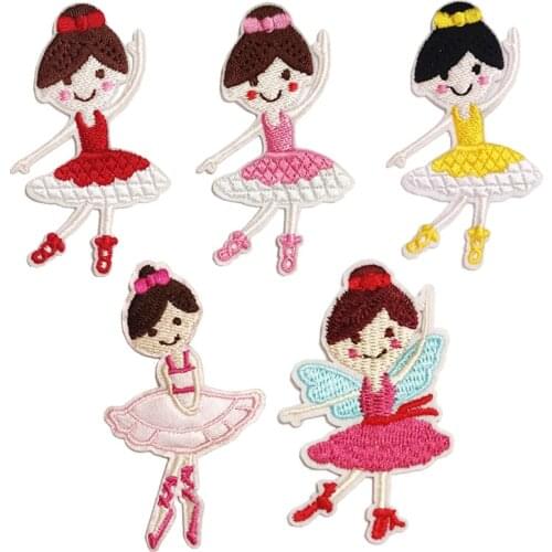 5Pcs/Set Ballerina Girl Embroidery Cloth Iron on Patch Ironing Stickers Handmade DIY Sewing Decoration Accessories
