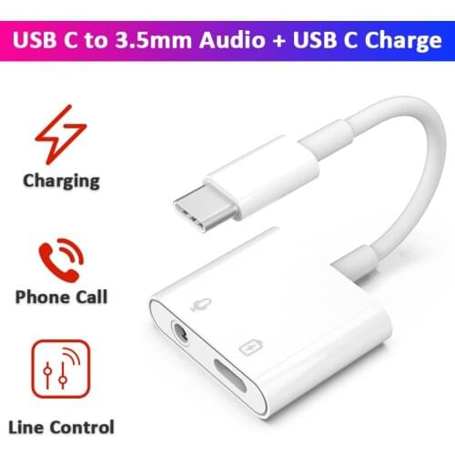 USB Type C to 3.5mm Earphone Jack USB Type C Charge Adapter DAC 24bit 96Khz Converter PD 60W for SAMSUNG Note 10 HUAWEI P30 Pro
