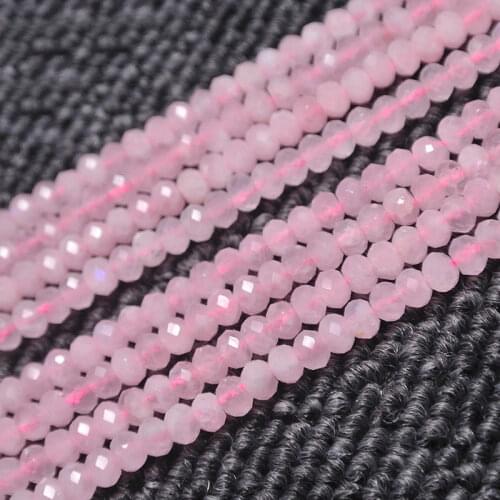 Natural Faceted Rose Quartzs Beads Rondelle Spacer DIY Loose Beads For Jewelry Making Beads Accessories 15'' Women Gift