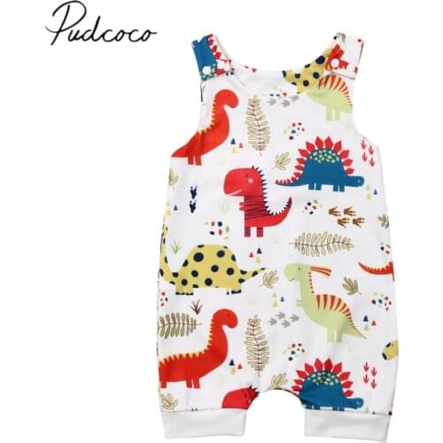 2019 Baby Summer Clothing Newborn Infant Baby Boy Girl Cotton Dinosaur Romper Jumpsuit Clothes Outfits Colorful Sunsuit 0-24M