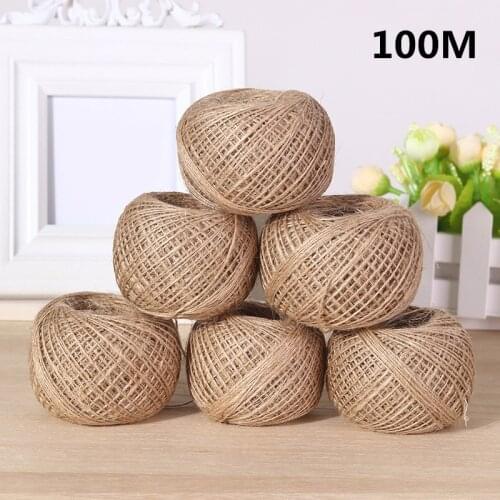 Natural 100M Jute Twine Rope Linen Twine Rustic String Cord Rope DIY Burlap String Rope Party Wedding Gift Wrapping Cords Thread
