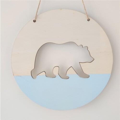 INS Nordic Round Polar Bear Wood Chip Wall Hanging Garland Childrens Clothing Store Kids Room Decoration Positive Slogan Banner