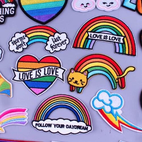 Colorful Rainbow Iron On Patches Gay Pride Patches On Clothes Partner Lovers Badge Fusibe Patch Rainbow Stickers Cartoon Patch