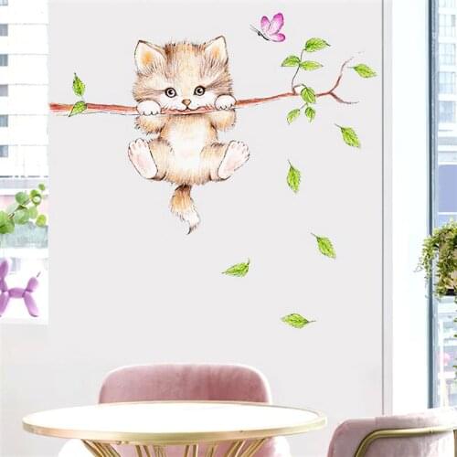 Cute Cat Wall Sticker ChildrenS Kids Room Home Decoration Wallpaper Living Room Bedroom Mural Cartoon Cat Stickers