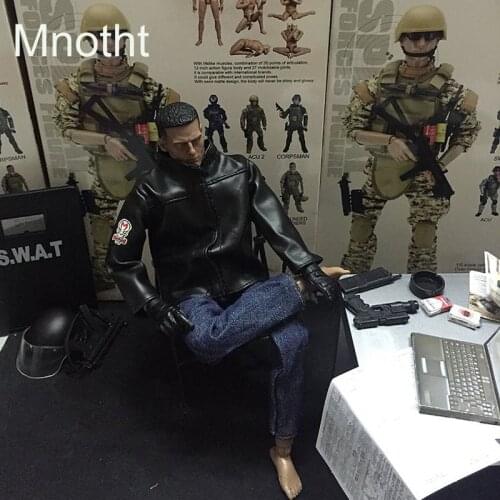 Mnotht 1/6 Male Solider Black Jackets With Jeans Set For 12in Figures Suit l30