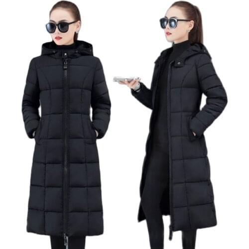 Fashion Winter 2021 Womens Coats New Korean Version OF Coat Female Long Over-The-Knee Slim-Fit Plus Size Womens Down Jacket