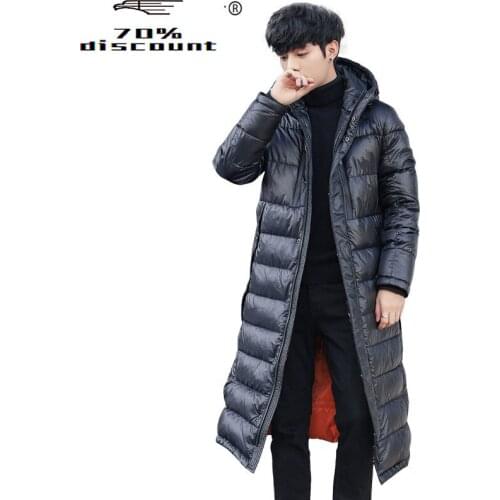 Mens Winter Down Jacket Hooded Thick Long Coat 90% White Goose Down Jacket Korean Parka Doudoune Homme 2806 KJ3096