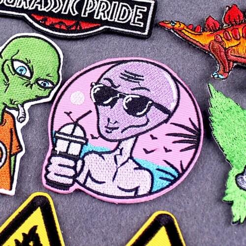Dinosaur punk Patch Sticker Iron On Patches On Clothes Clown/skull Embroidery Patches For Clothing applique patch jacket sewing