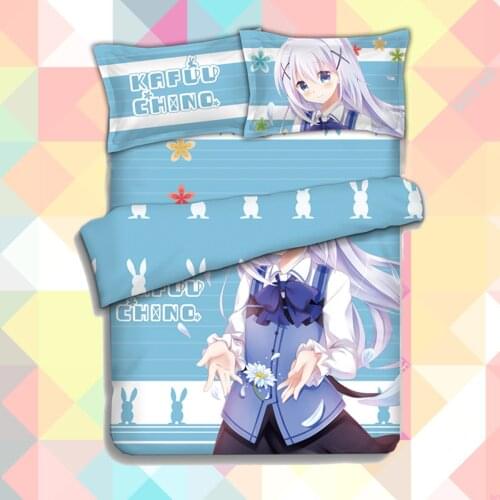 New Anime Cartoon Is the order a rabbit Quilt Cover Soft Printed Bedding Set With Pillow Cases Duvet Cover Set 4pc No.CP151233