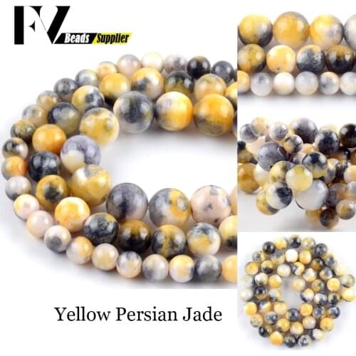 Factory Wholesale Natural Stone Yellow Persian Jades Beads For Jewelry Making Needlework Round Loose Beads DIY Bracelet 6/8mm