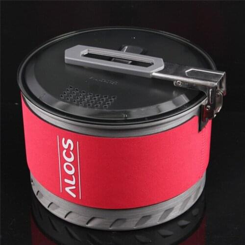 Outdoor Heat Exchange Camping Cooking Pot Cookware Folding Handle Hiking Backpacking Picnic Pot