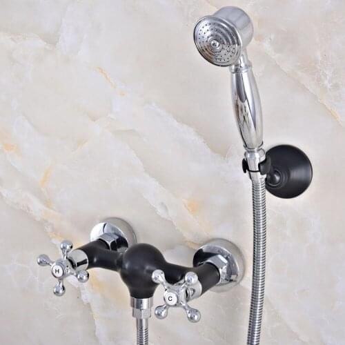 Polished Chrome Black Oil Rubbed Bronze Wall Mounted Bathroom Hand Held Shower Head Faucet Set Bath Mixer Tap mna640