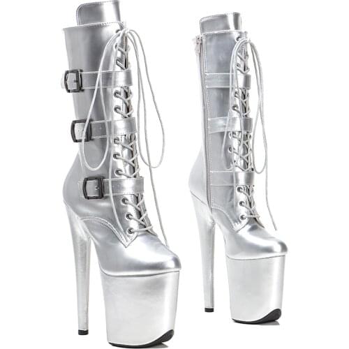 Leecabe Newest 20CM/8inches Pole dance boot with denim High Heel platform Boots closed toe Pole Dance boot