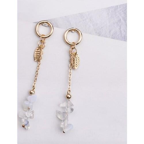 Korean Simple Transparent Crystal Rhinestone Leaf Long Drop Tassel Earrings Fashion Statement Jewelry For Women Gift Brincos