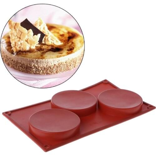 3-Cavity Large Round Disc Candy Silicone Shallow Cylinder Cake Chocolate Mold Decorating Tools Kitchen Baking Accessories