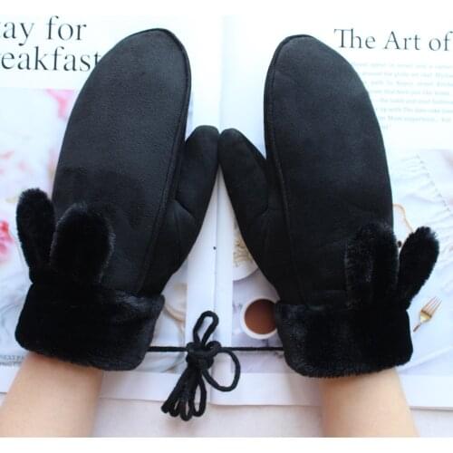 Bickmods New Ladies Fashion suede nap Mittens Color Thicker Style Autumn and Winter Warmth mittens