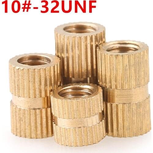 High-quality 10#-32UNF Injection Brass nut inserts Knurled nut Brass flower mother (Outside Diameter 8mm)