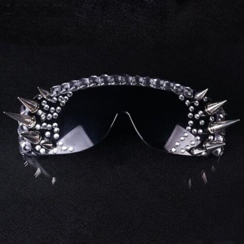 Bright Crystals stones glasses nightclub bar DS stage show Accessories silver river punk glasses Sunglasses singer Dancer