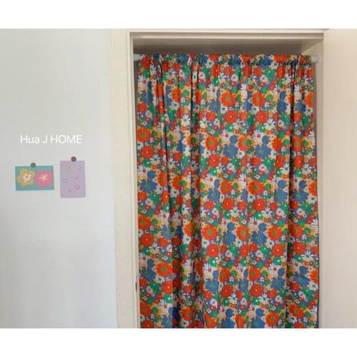 Japanese style flower door curtain American country door curtain short curtain home decoration door curtain