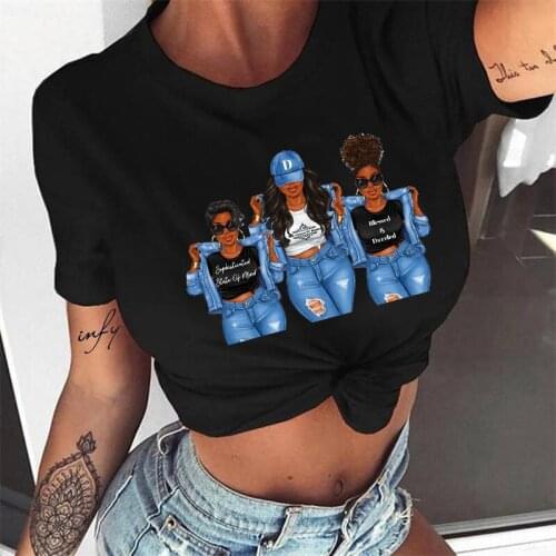 Ladies Summer Short Sleeve T-shirts Black Lives Matter Juneteenth Tshirt Casual Tee Women Fashion Black Girl Magic Print T shirt