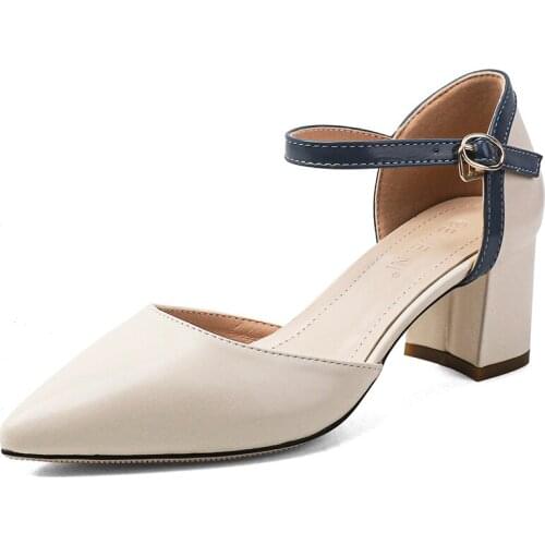 2021New Summer Womens Sandals High-Heeled Thick bag Heel Tip Buckles Rubber Sole Blue Ribbon Sandals for Women