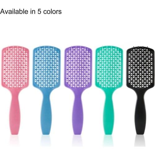 1pc Square Portable Mesh Hollow Comb Hair Styling Smooth Hair Care Large Bending Comb 5 Color Optional