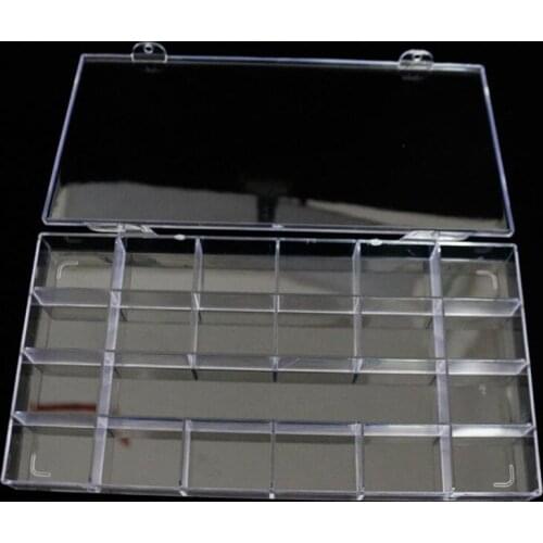 10pcs 21 Grid Clear Box Plastic Cosmetic Nail Art Pill Rhinestones Box Case Portable Storage Container