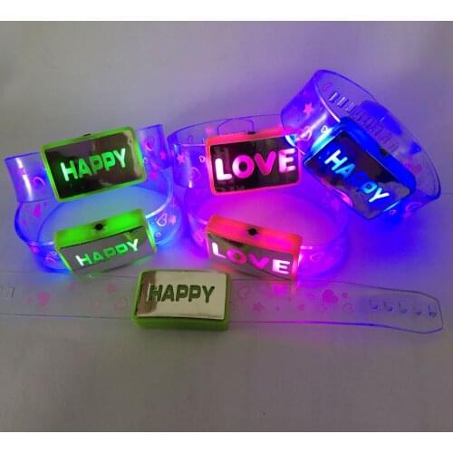 Led Flashing Wristbands Light Up Wrist Watch Bracelets Blinking Colors Happy Love Rave Party Glow Bangle Carnival