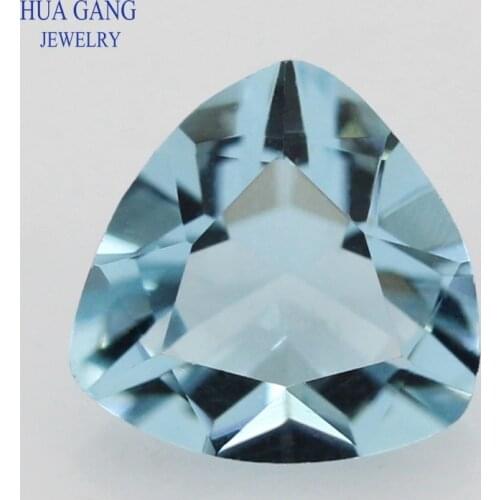 106# Blue Trillion Shape Princess Cut Loose Glass Beads Synthetic Gems For Jewelry Size 3x3~10x10mm Free Shipping